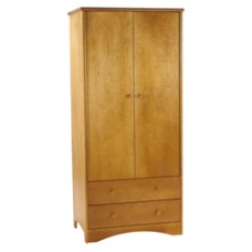 Shaker Double Door Wardrobe w/2 Bottom Drawers, Interior Shelf & Clothes Rod, 30"W, 78"H