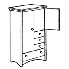 Shaker Wardrobe Chest w/Double Door, 1 Large Bottom Drawer, 3 Drawers on Right Side, Interior Shelf & Clothes Rod, 36"W