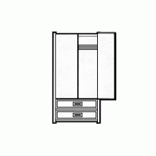 Woodcrest Double Door Wardrobe w/2 Bottom Drawers, Interior Shelf & Clothes Rod, 30"W, 78"H