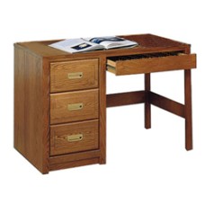 Woodcrest Open Leg Pedestal Desk w/3 Equal Drawers & Pencil Drawer, 42"W